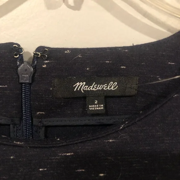 ⭕️PRICE FIRM Madewell Navy Long Sleeve Dress with Speckled Design Size 2 - Picture 4 of 7
